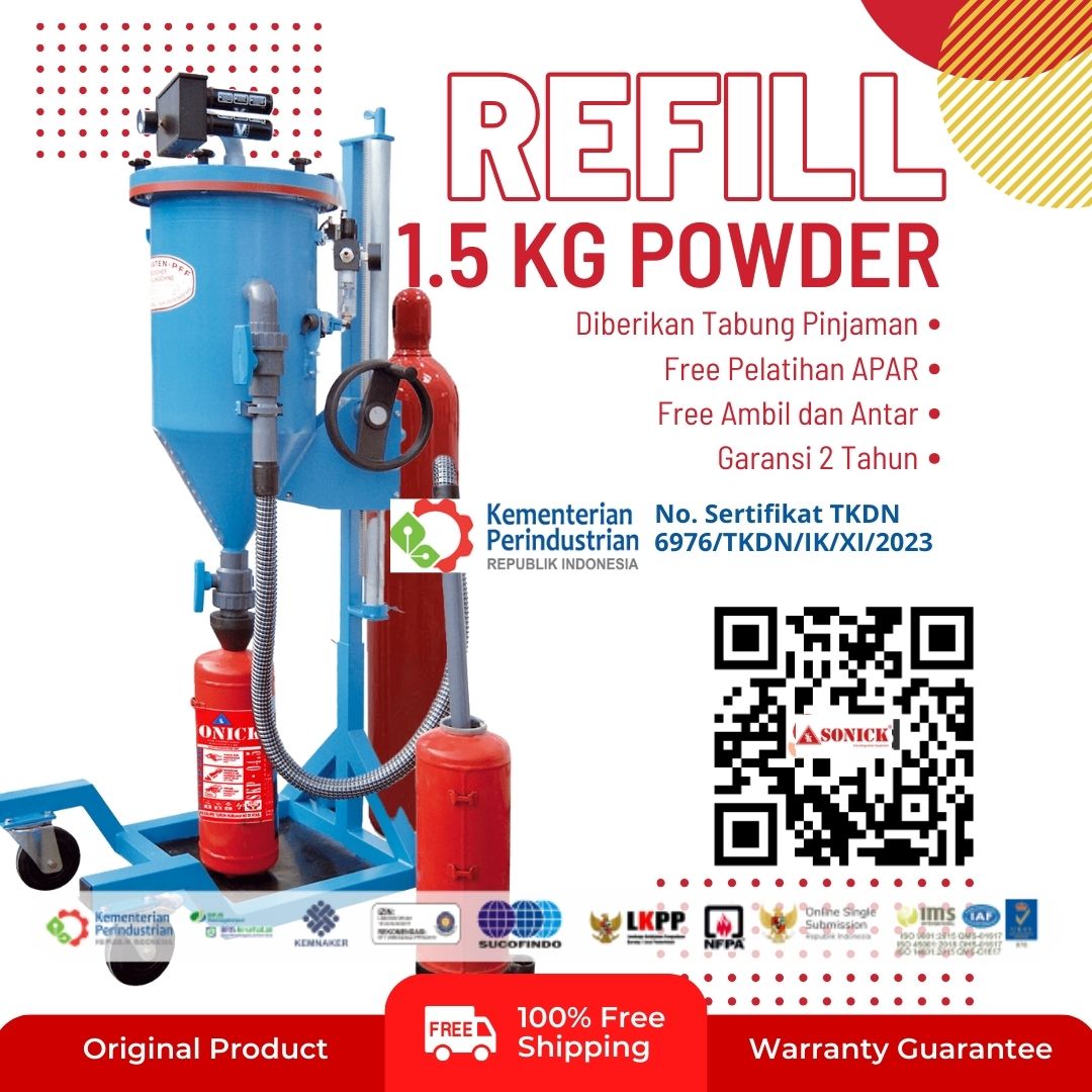 Tempat isi ulang apar 1.5 kg powder refill apar 1 kg powder